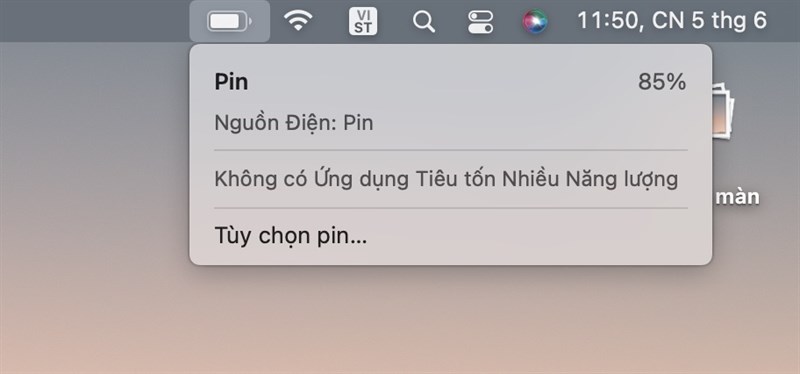 Thanh menu trên macOS Monterey 12.4 chứa nhiều thông tin về tình trạng của thiết bị