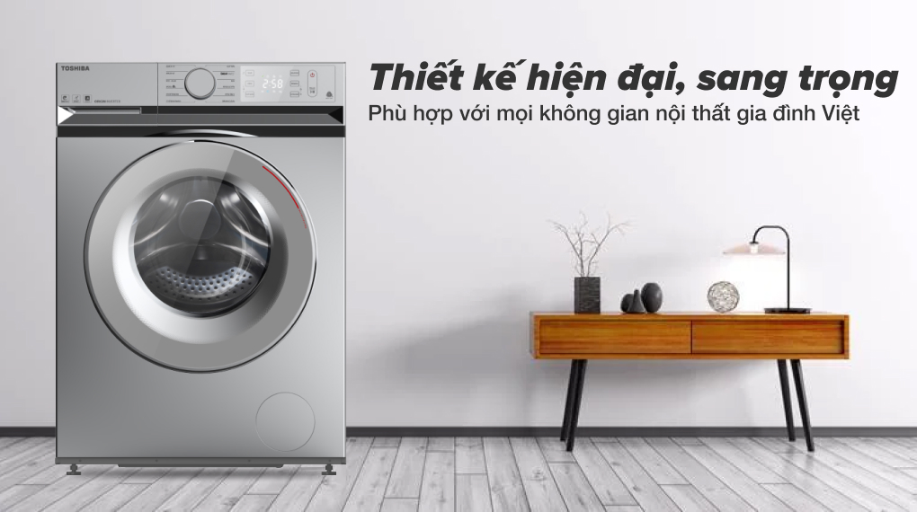 Máy giặt sở hữu thiết kế TAKUMI tinh tế với gam màu xám hiện đại