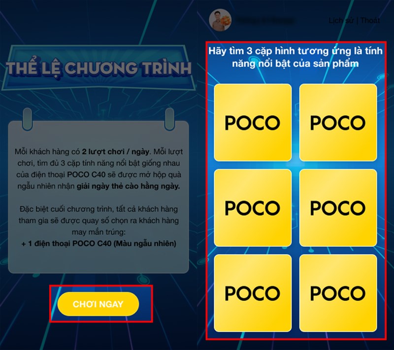 Cách chơi minigame trúng điện thoại POCO C40