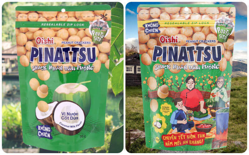 Snack nhân đậu phộng vị nước cốt dừa Pinattsu Oishi