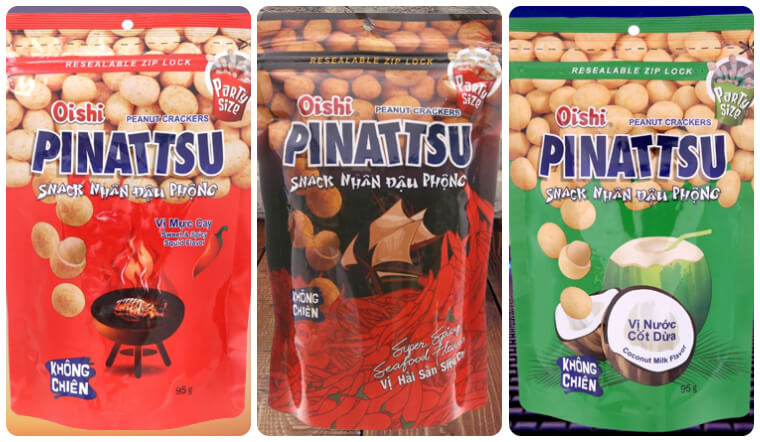 Snack nhân đậu phộng Pinattsu Oishi giòn ngon, nhâm nhi cực đã