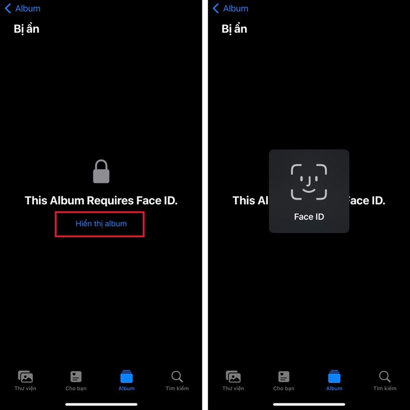 Cách khoá album ảnh bằng Face ID trên iPhone