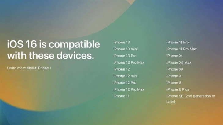 iOS 16 có gì mới? Các tính năng nổi bật và danh sách điện thoại hỗ trợ iOS 16 > Danh sách các thiết bị được cập nhật iOS 16