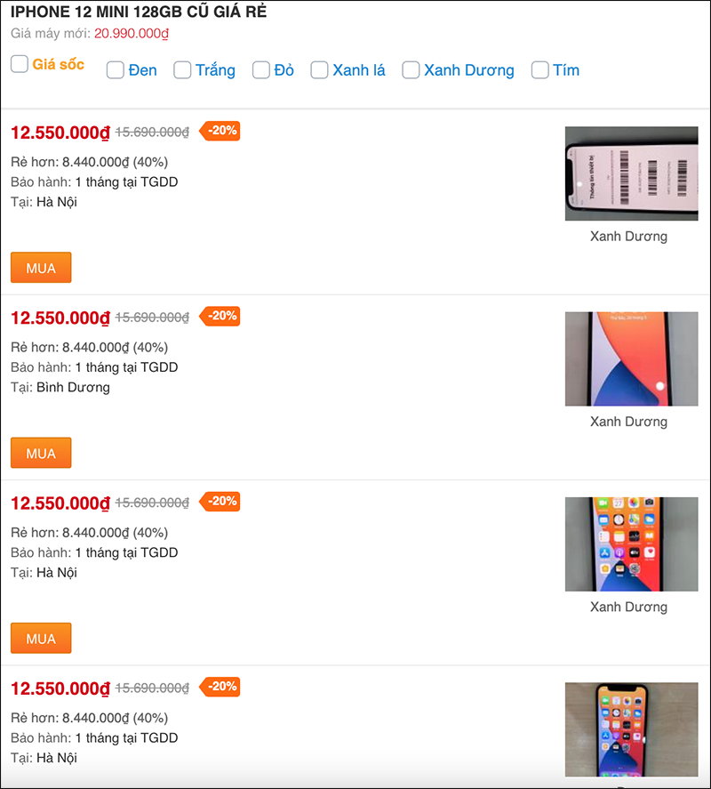 Giảm sốc rẻ hơn máy mới đến 40%, iPhone 12 mini cũ giá rẻ quá rẻ