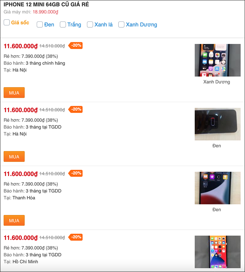 Giảm sốc rẻ hơn máy mới đến 40%, iPhone 12 mini cũ giá rẻ quá rẻ