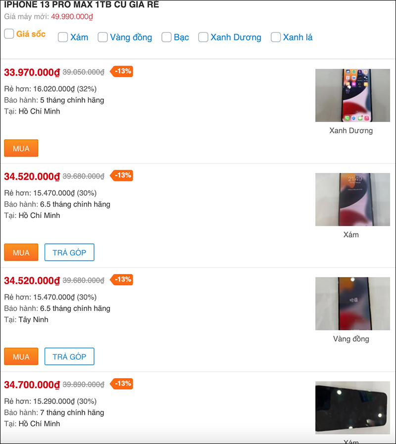 Chọn ngay iPhone 13 Pro Max 1TB cũ giá rẻ hơn máy mới 32%