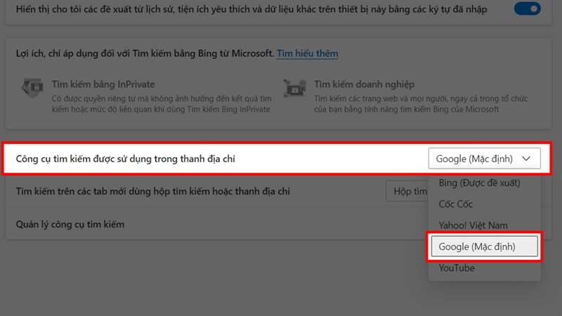 Cách đặt Google làm công cụ tìm kiếm mặc định cho Microsoft Edge