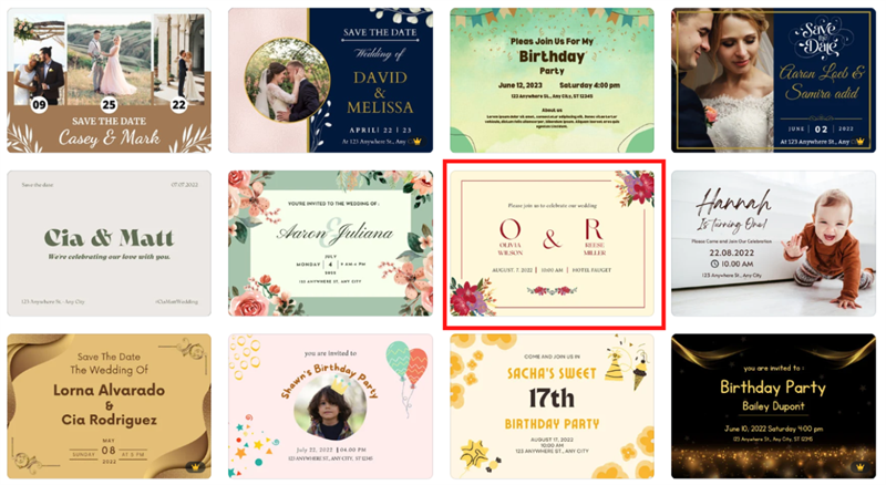 Chọn 1 thiết kế thiệp mời ưng ý