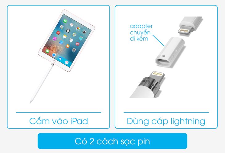 So sánh Apple Pencil 1 và 2: Nên mua bút cảm ứng nào cho iPad? > Cách sạc Apple Pencil 1