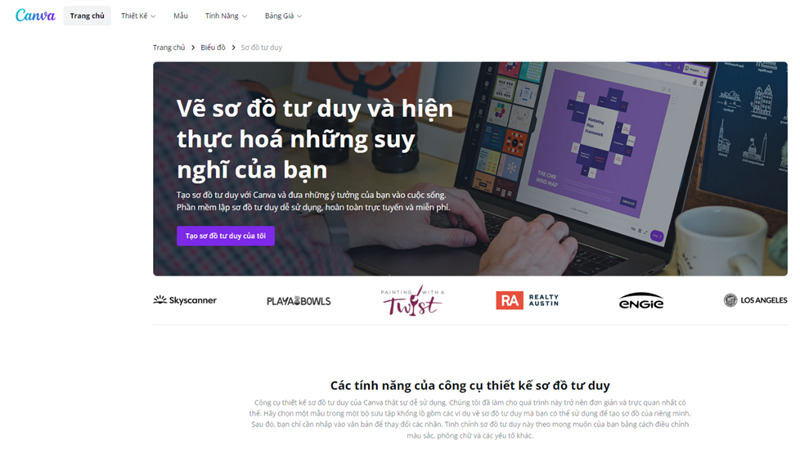 Truy cập vào link để vẽ sơ đồ tư duy trên Canva