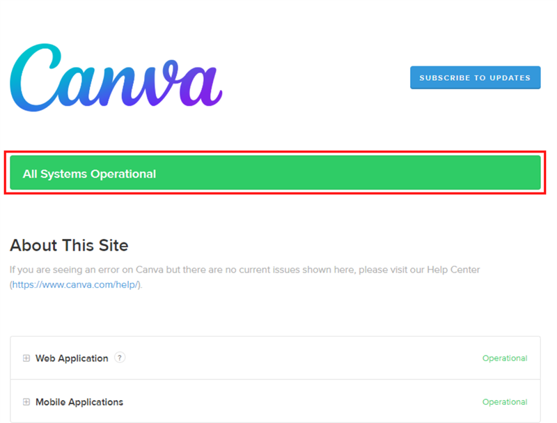 Nếu như trang web báo rằng All Systems Operational thì bạn hãy thử lại sau vài phút