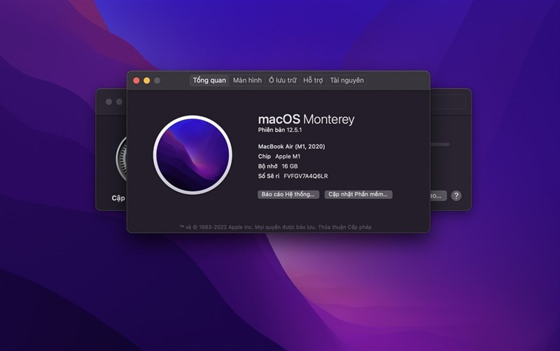 Trước đó thì chiếc MacBook Air M1 của mình đang ở phiên bản macOS 12.5.1.