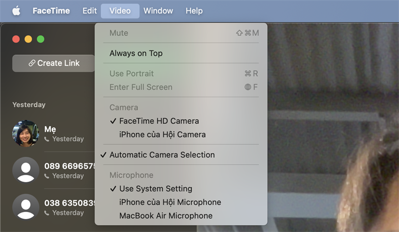 Tính năng dùng camera iPhone làm webcam cho MacBook mỗi khi gọi FaceTime.