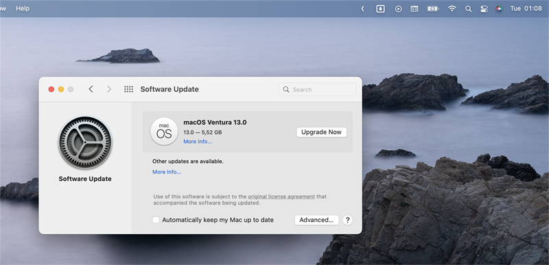 MacBook Air M2 của mình đã nhận được bản cập nhật macOS 13 Ventura mới nhất.