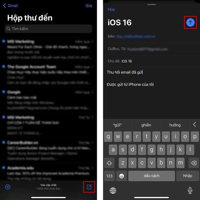 Cách thu hồi email đã gửi trên iPhone