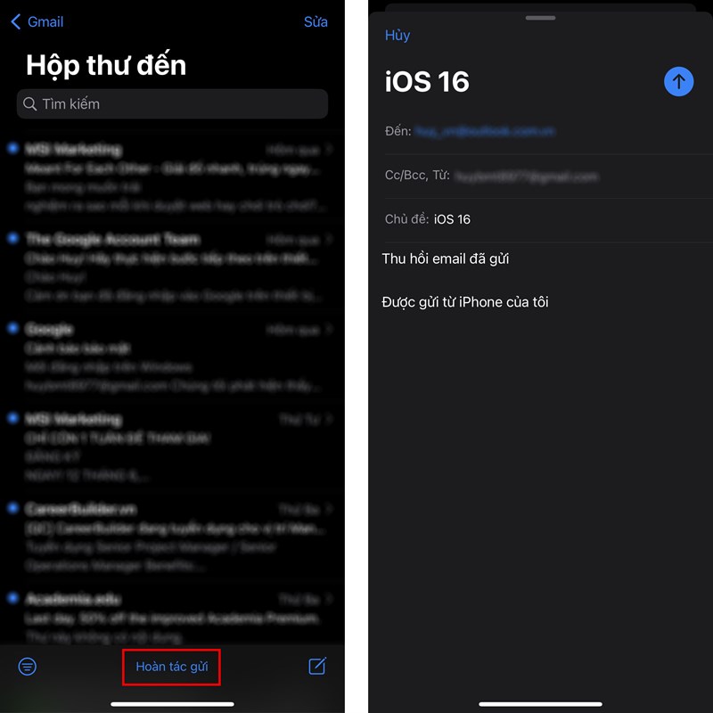 Cách thu hồi email đã gửi trên iPhone