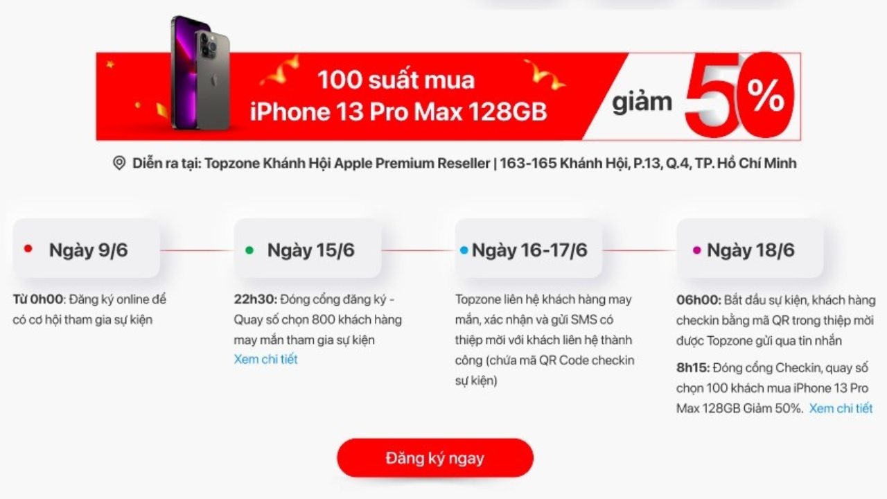 Khuyến mãi của chương trình chúc mừng 50 shop TopZone Khuyến mãi của chương trình chúc mừng 50 shop TopZone