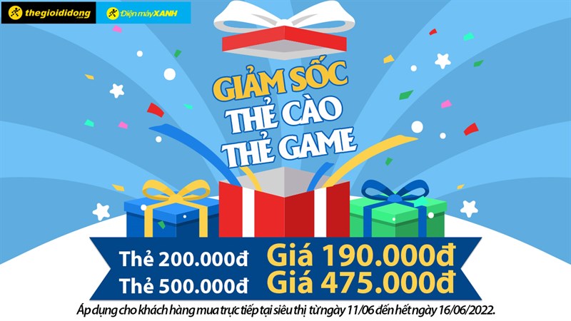 Mua thẻ cào, thẻ game tại Thế Giới Di Động được giảm sốc, nạp ngay! Mua thẻ cào, thẻ game tại Thế Giới Di Động được giảm sốc, nạp ngay!