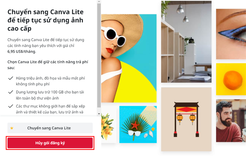 Chọn Hủy gói đăng ký.