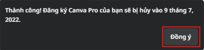 Nhấn vào Đồng ý để kết thúc.