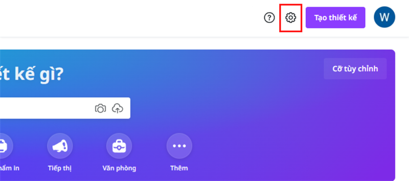 Nhấn vào biểu tượng hình bánh răng.
