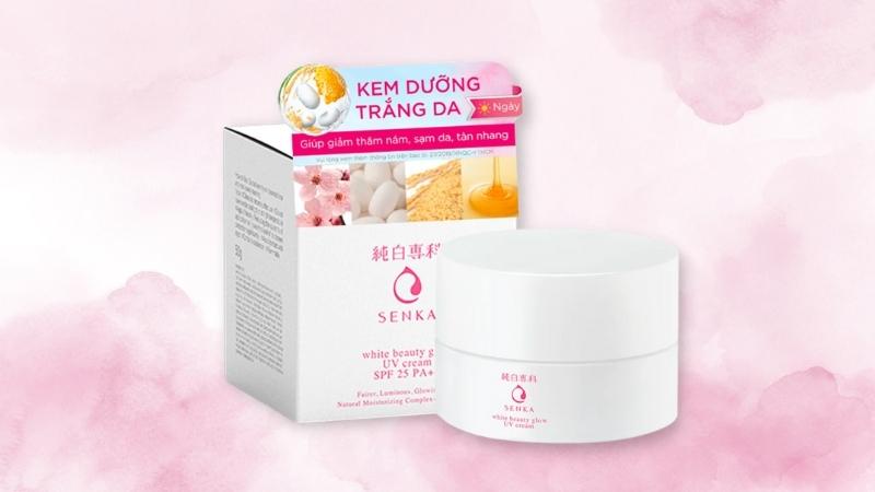 Về bao bì, thiết kế của Senka White Beauty Glow UV Cream SPF 25