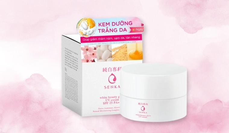 Review kem dưỡng ban ngày Senka White Beauty Glow UV Cream SPF 25