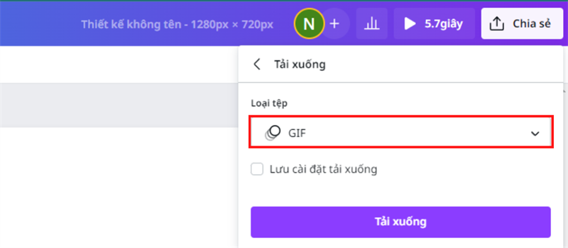 Nhấn vào Loại tệp để tùy chọn định dạng.