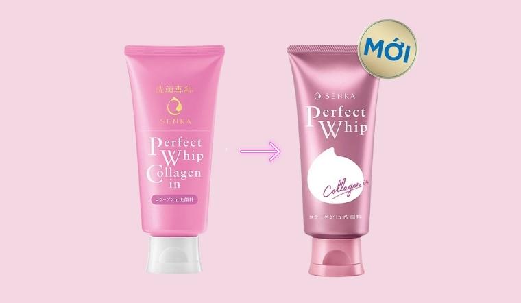 Review sữa rửa mặt Senka Perfect Whip Collagen In màu hồng làm sạch da