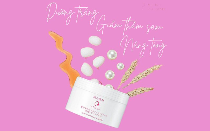 Tác dụng của kem dưỡng trắng da 3 trong 1 Senka White Beauty Cream