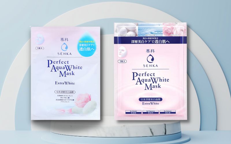 Về bao bì, thiết kế của mặt nạ Senka Perfect Aqua White Mask Extra White