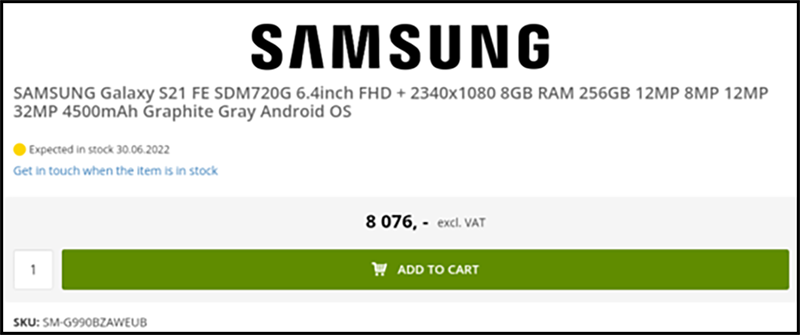 Một số cửa hàng điện thoại online tại Châu Âu đã lên kệ mẫu Galaxy S21 FE giá rẻ này Một số cửa hàng điện thoại online tại Châu Âu đã lên kệ mẫu Galaxy S21 FE giá rẻ này