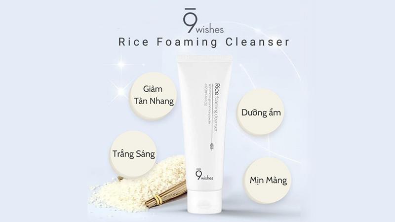 Tác dụng của sữa rửa mặt 9 Wishes Rice Foaming Cleanser