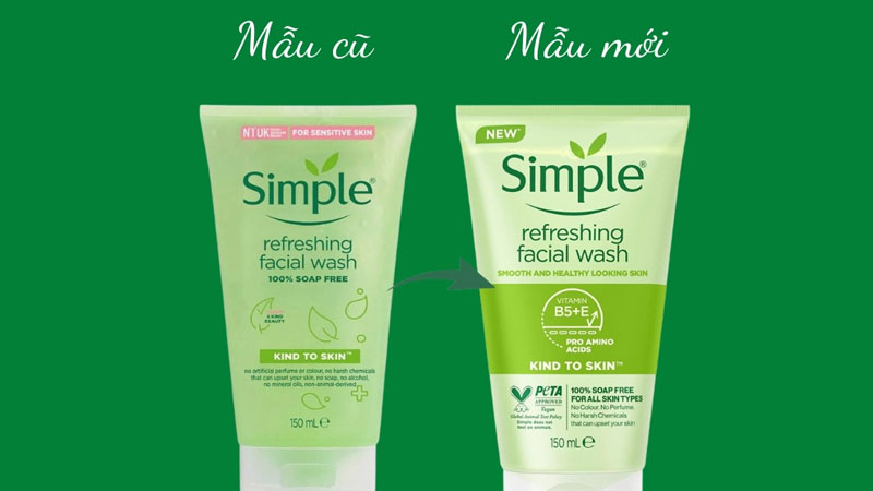 Về bao bì, thiết kế của sữa rửa mặt Simple Refreshing Facial Wash