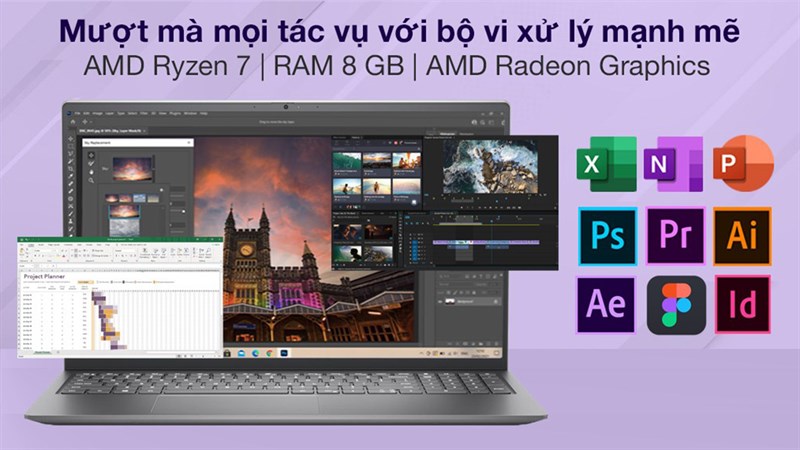 Cấu hình khá mạnh mẽ với con chip AMD Ryzen 7 5700U đáp ứng các tác vụ cơ bản một cách dễ dàng