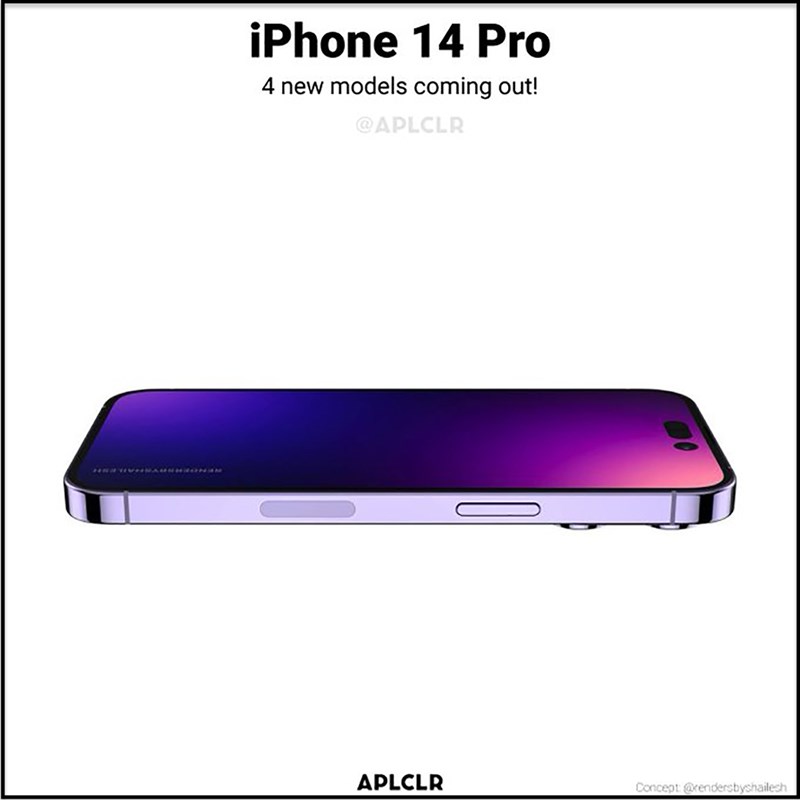 Cạnh viền concept iPhone 14 Pro màu tím Cạnh viền concept iPhone 14 Pro màu tím