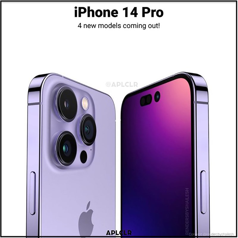Mặt trước và sau iPhone 14 Pro màu tím Mặt trước và sau iPhone 14 Pro màu tím