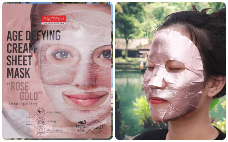 Về bao bì, thiết kế của mặt nạ vàng hồng Purederm chống nhăn và chống lão hóa