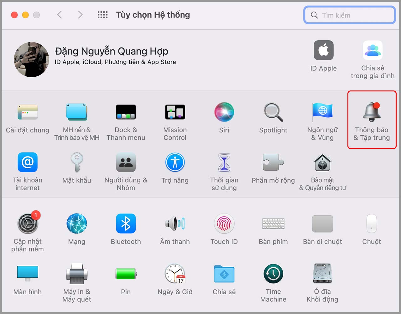 Cách cài đặt thông báo trên MacBook