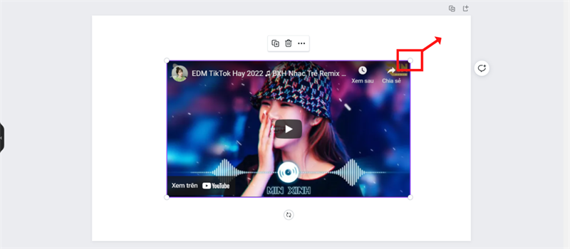 Nhấn chuột trái vào video để chọn, lập tức các góc video sẽ xuất hiện các chấm trắng. Kéo thả các chấm trắng này để phóng to thu nhỏ video tùy ý. Nhấn chuột trái vào video để chọn, lập tức các góc video sẽ xuất hiện các chấm trắng. Kéo thả các chấm trắng này để phóng to thu nhỏ video tùy ý.