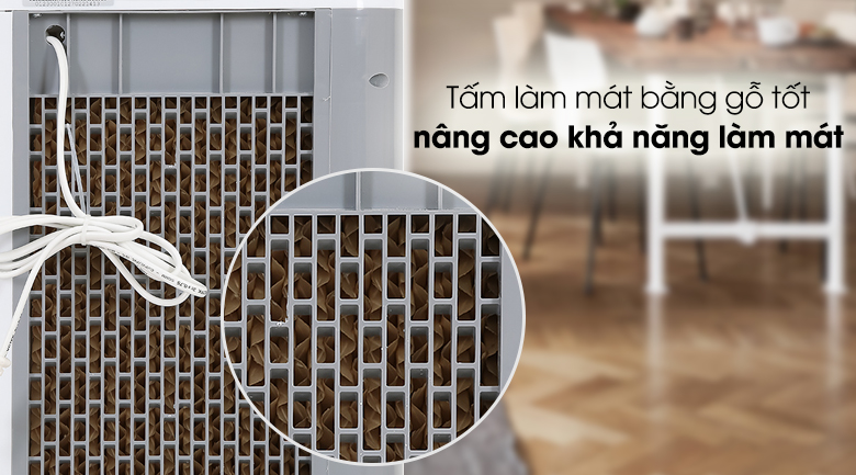 Tấm làm mát của quạt điều hòa Hommy bằng chất liệu gỗ tốt