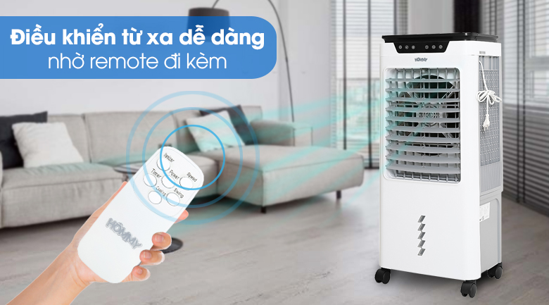 Điều khiển từ xa quạt điều hòa Hommy nhờ remote đi kèm