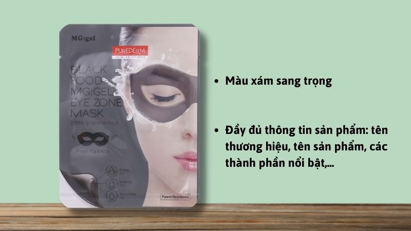 Về bao bì, thiết kế của mặt nạ mắt than hoạt tính Purederm