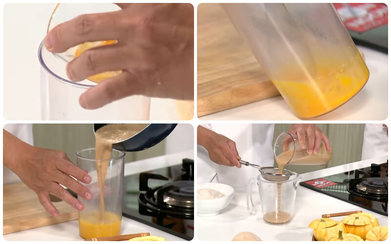 Pha trà sữa với lòng đỏ trứng gà để thành hỗn hợp Brulee