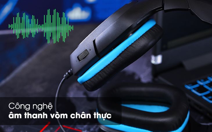 Tai nghe chụp tai Gaming Logitech G431 7.1 Đen Xanh công nghệ âm thanh vòm chân thực