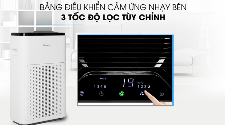 Máy lọc không khí có màn hình LED, điều khiển thông minh