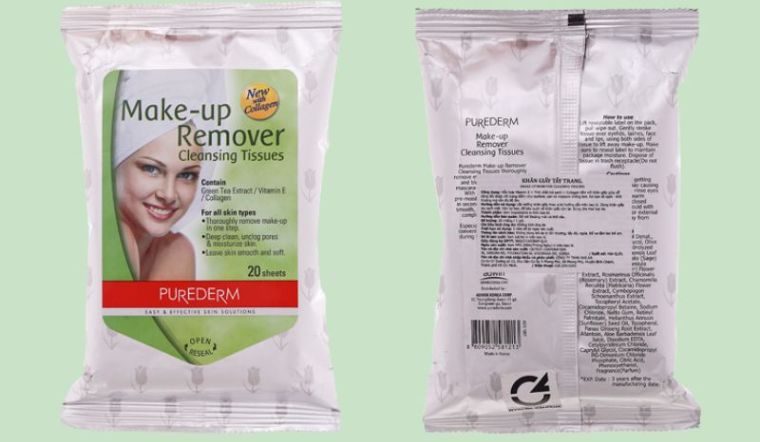 Khăn giấy ướt tẩy trang Purederm