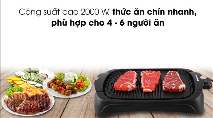 Bếp nướng điện Sunhouse có tốt không? Có nên mua không? > Công suất hoạt động lớn
