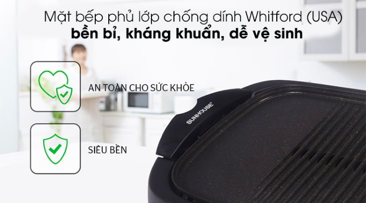 Bếp nướng điện Sunhouse có tốt không? Có nên mua không? > Chất liệu bền bỉ, an toàn