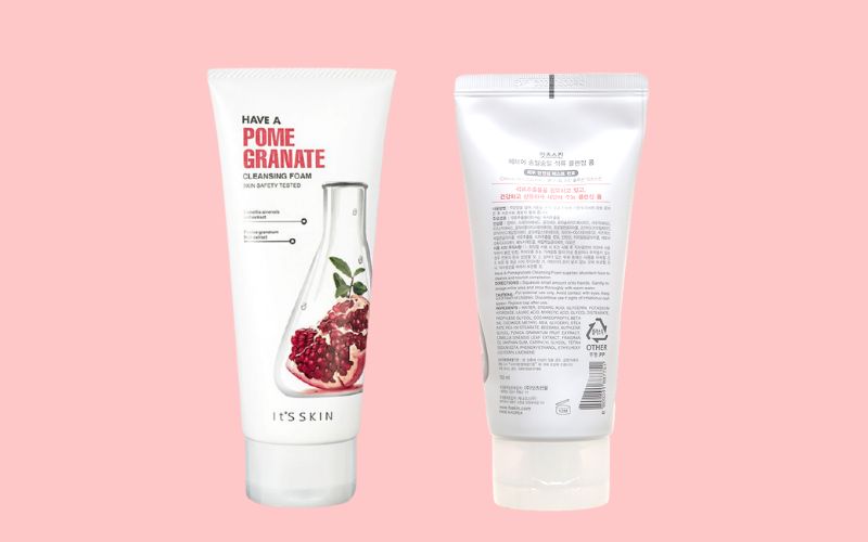 Về bao bì, thiết kế của sữa rửa mặt It's skin Have A Pomegranate Cleansing Foam trà xanh và lựu đỏ